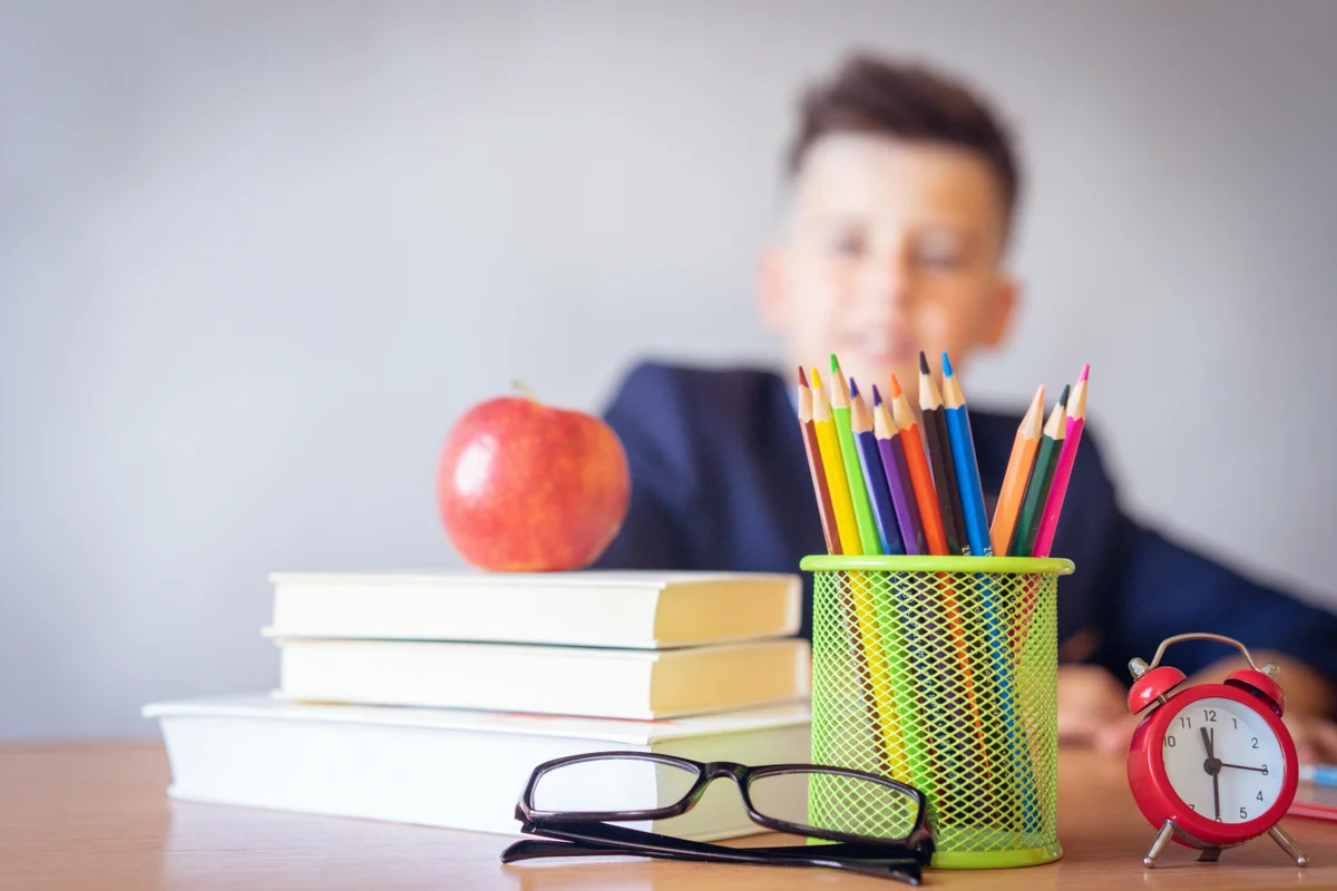 Boy working at desk during homeschool lesson in Georgia