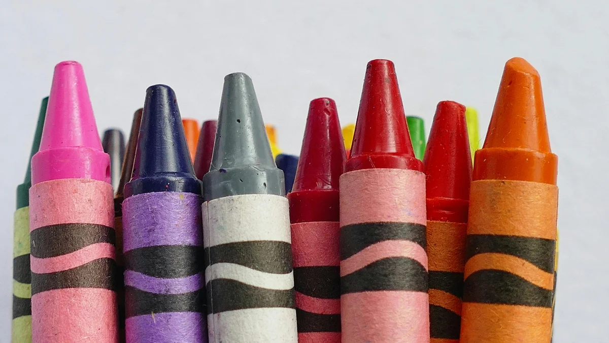 Colorful crayons arranged for homeschool art activities and creative learning