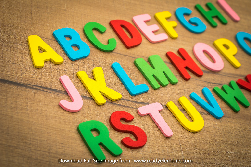 Colorful wooden alphabet letters for learning spelling patterns